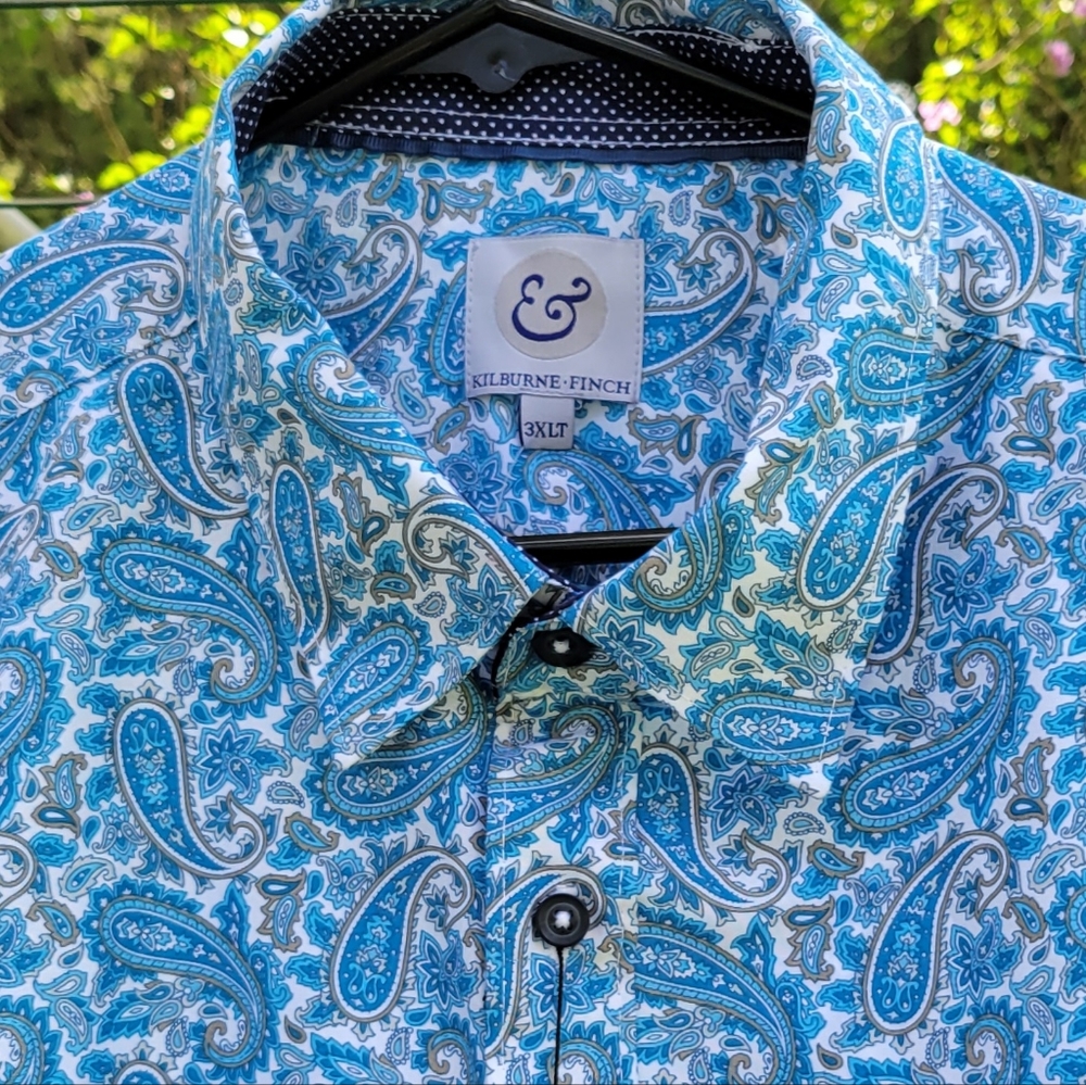 Kilburne-Finch Men's Button Down Long Sleeve Paisley Shirt Size 3XLT NWT
